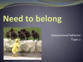 Need to belong. Interpersonal behavior