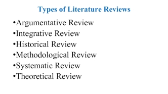 Types of Literature Reviews