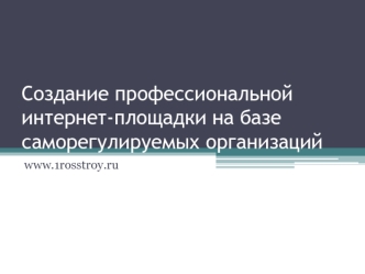 Создание профессиональной интернет-площадки на базе саморегулируемых организаций