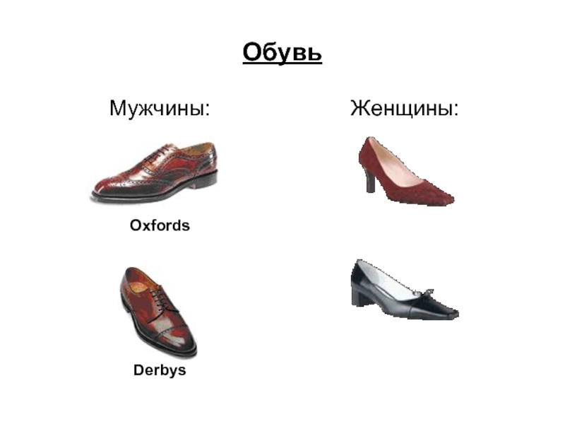 Обувь  Мужчины:    Oxfords     Derbys