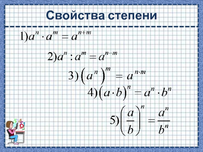 Свойства степени с целым показателем презентация