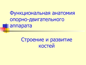 Функциональная анатомия опорно-двигательного аппарата