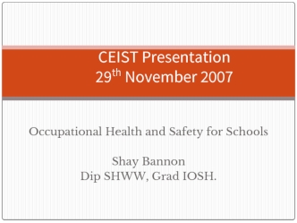 Occupational Health and Safety for Schools