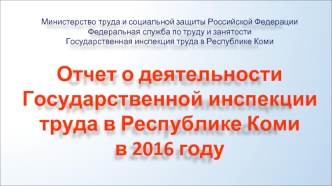 Отчет о деятельности Государственной инспекции труда в Республике Коми в 2016 году