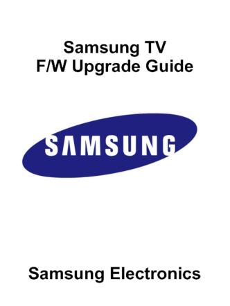 Samsung TV F/W Upgrade Guide Samsung Electronics