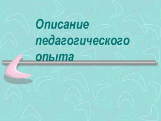 Описание педагогического опыта