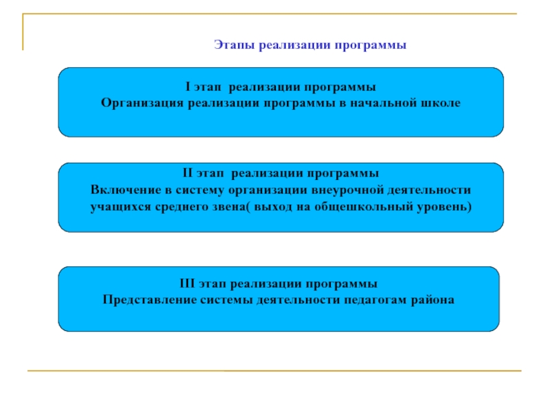 Этапы реализации программы. Организация внеклассной работы этапы.