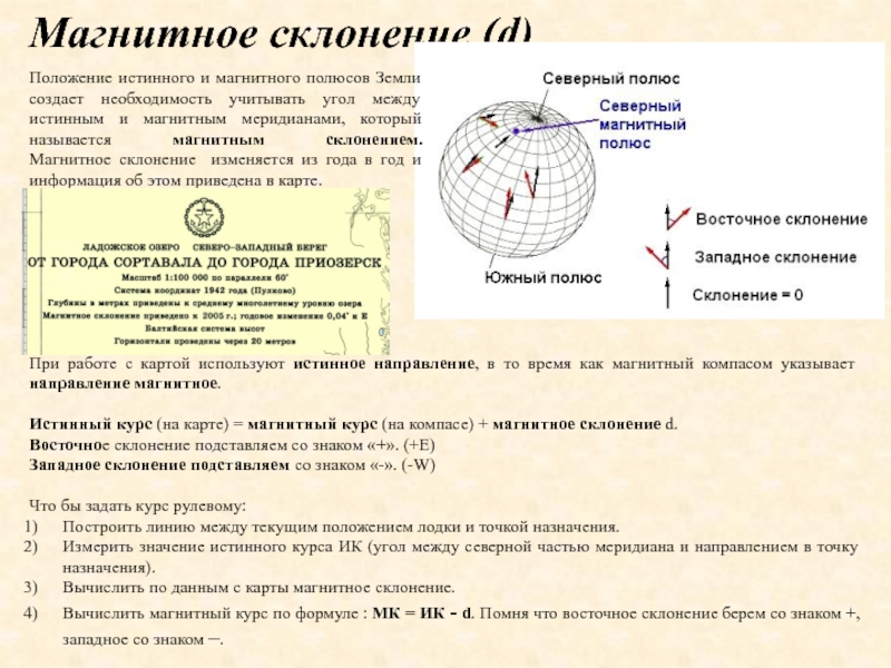 Магнитное склонение на карте