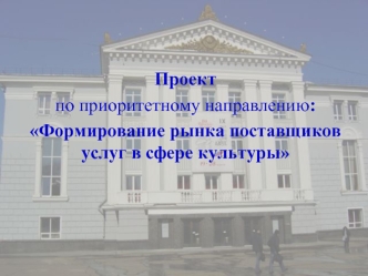 Проект по приоритетному направлению: Формирование рынка поставщиков услуг в сфере культуры