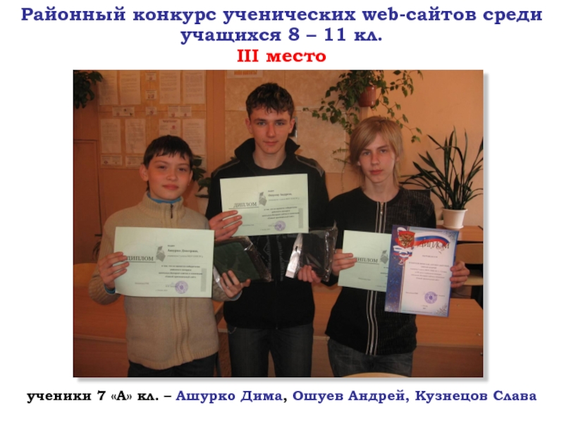 Районный конкурс ученических web-сайтов среди учащихся 8 – 11 кл.  III