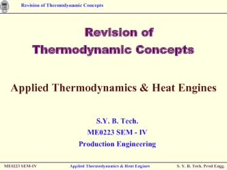 Revision of Thermodynamic Concepts S