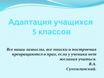 Адаптация учащихся 5 классов