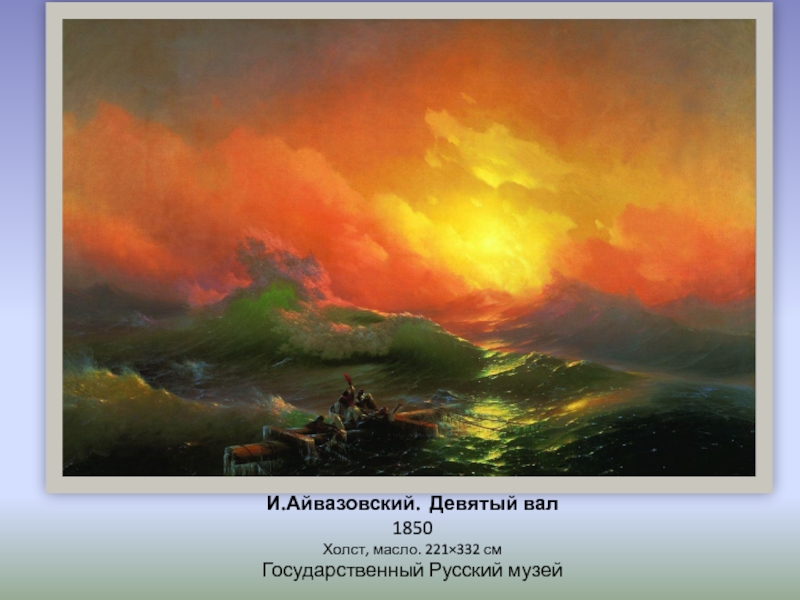 И.Айвазовский. Девятый вал 1850 Холст, масло. 221×332 см Государственный Русский музей