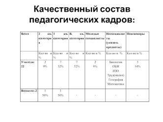 Качественный состав педагогических кадров: 