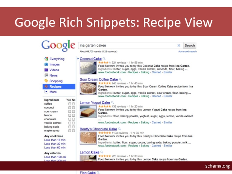 Google Rich Snippets: Recipe View schema.org