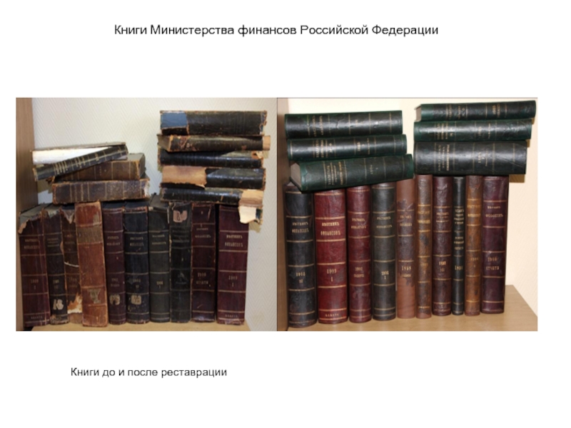 Книги Министерства финансов Российской Федерации Книги до и после реставрации
