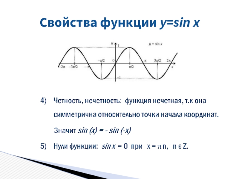 Свойства функции y=sin x  