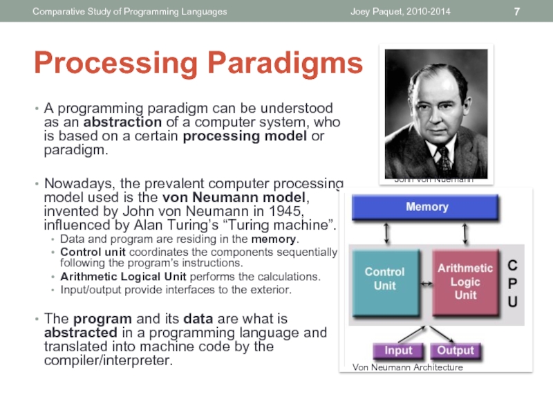 Processing ParadigmsA programming paradigm can be understood as an abstraction of