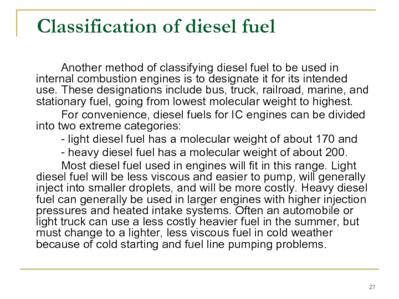 Another method of classifying diesel fuel to be used in internal