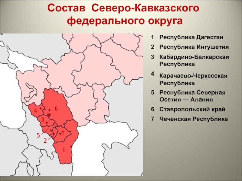 В состав северного кавказа входят вычеркните