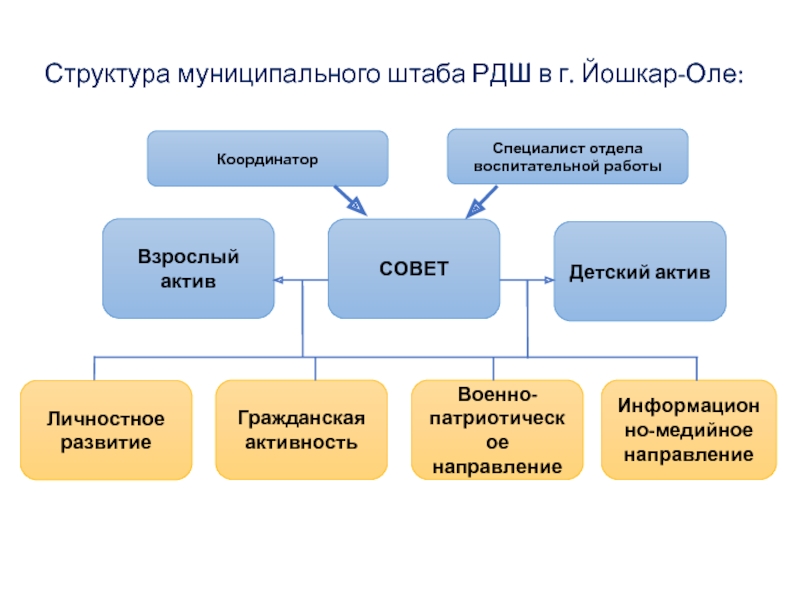 Структура муниципального штаба РДШ в г. Йошкар-Оле: