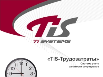 TIS-Трудозатраты
Система учета
занятости сотрудников