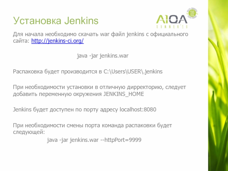 Установка JenkinsДля начала необходимо скачать war файл jenkins с официального сайта: