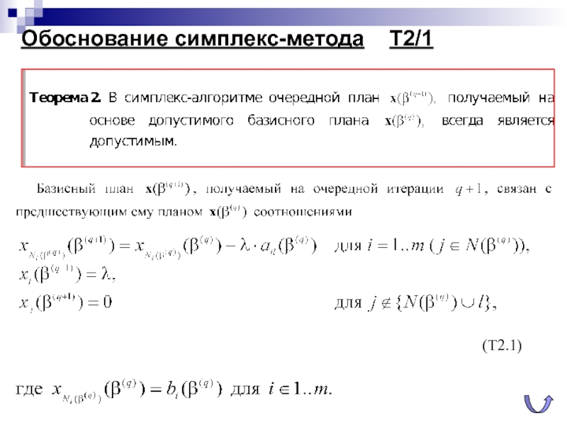 Обоснование симплекс-метода	Т2/1(T2.1)