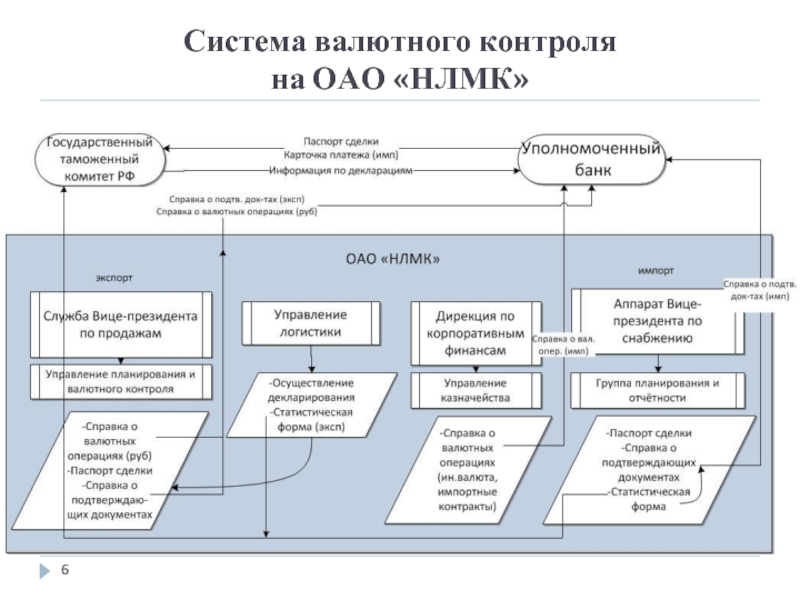 Система валютного контроля  на ОАО «НЛМК»