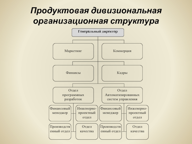 Дивизионально продуктовая структура схема