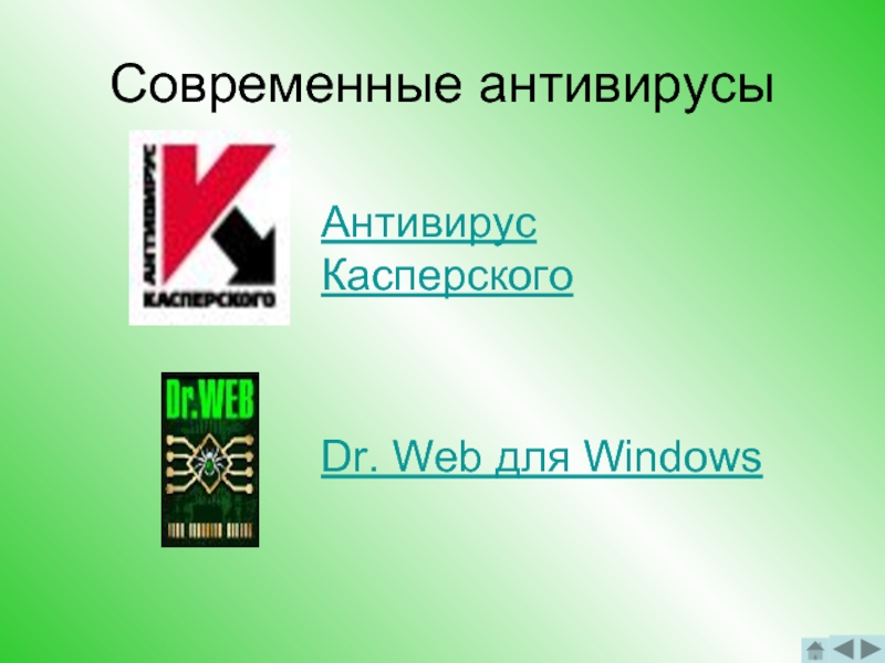 Современные антивирусыАнтивирус КасперскогоDr. Web для Windows