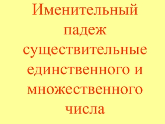 Именительный падеж существительных единственного и множественного числа Часть 2