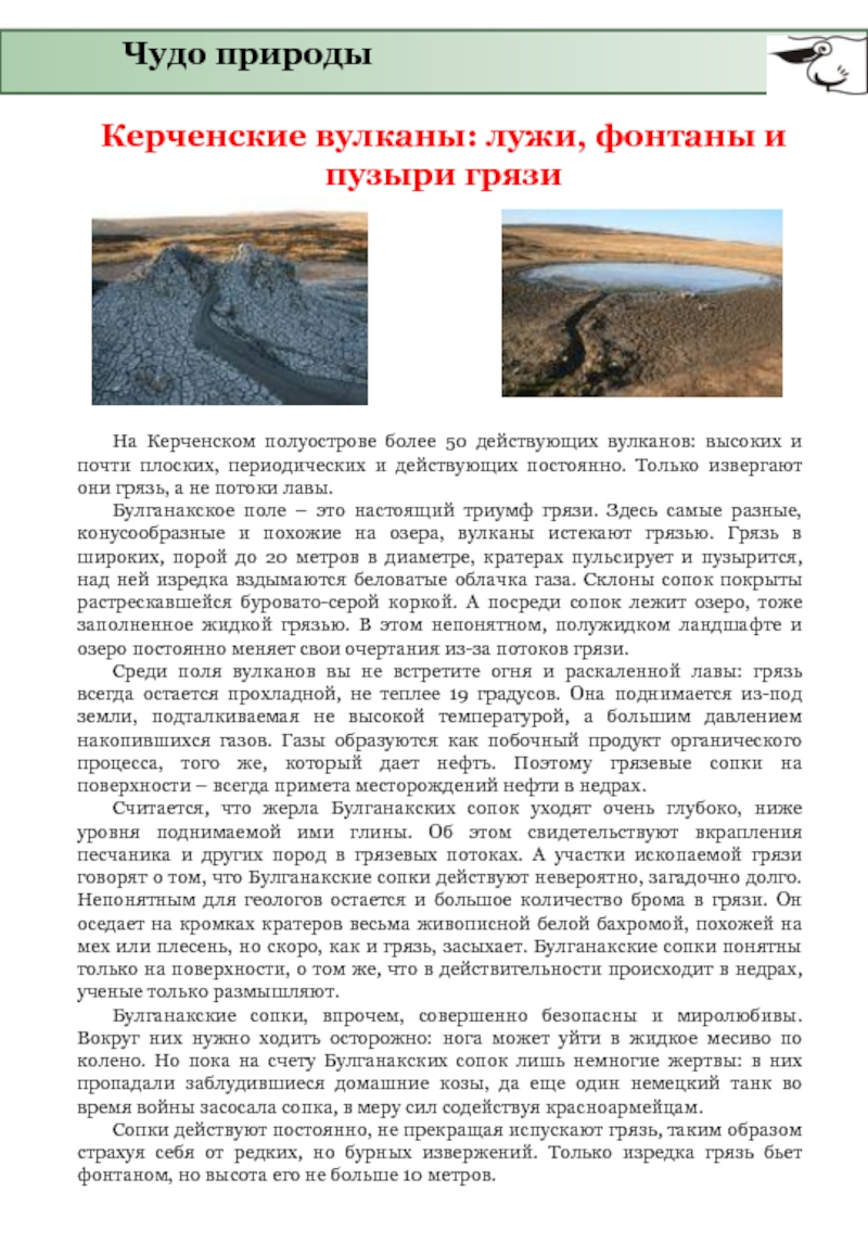Керченские вулканы: лужи, фонтаны и пузыри грязи 	На Керченском