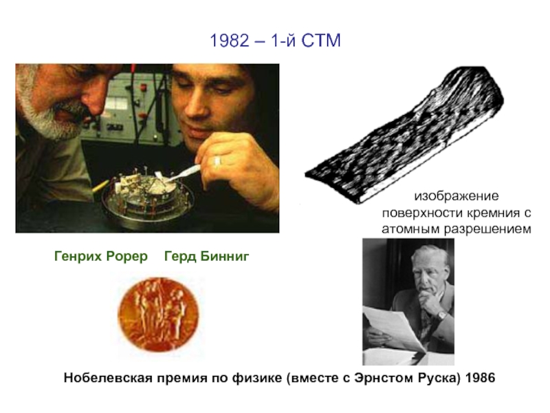 1982 – 1-й СТМ Генрих Рорер 	Герд Бинниг изображение поверхности кремния с