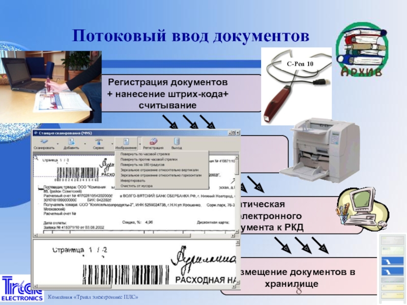 Ввод документов. Оцифровка документов. Система потокового ввода документов. Поточное сканирование документов.