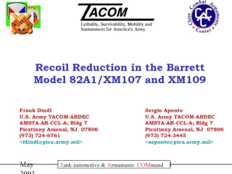 Recoil Reduction in the Barrett Model 82A1/XM107 and XM109