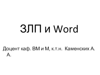 ЗЛП и Word