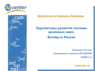 Перспективы развития системы доменных имен.
Взгляд из России