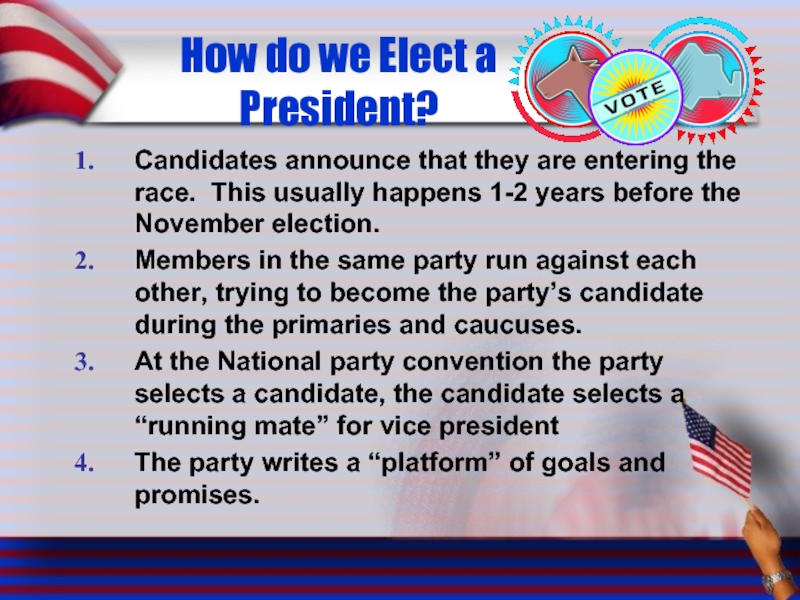How do we Elect a President? Candidates announce that they are entering