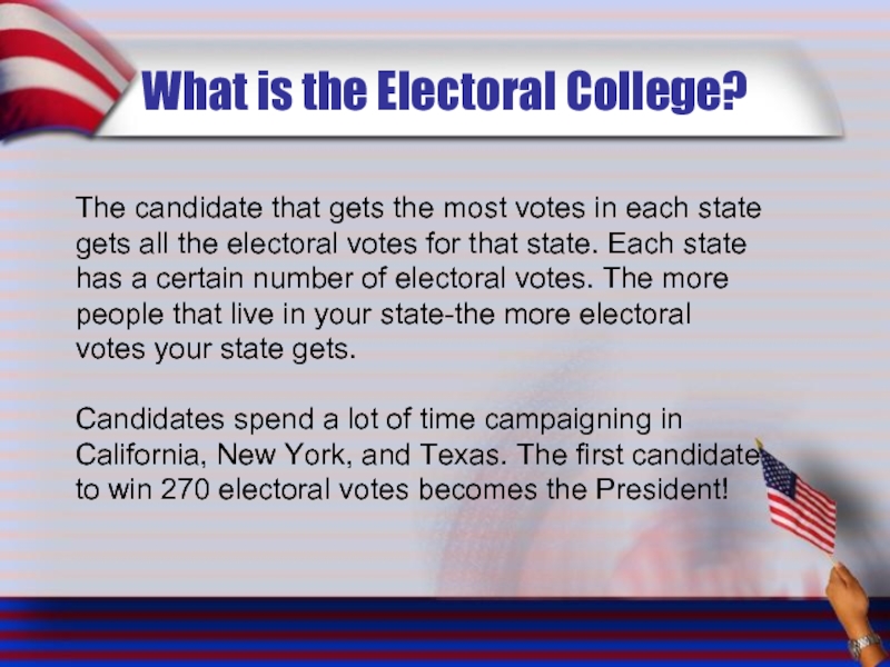 What is the Electoral College? The candidate that gets the most votes