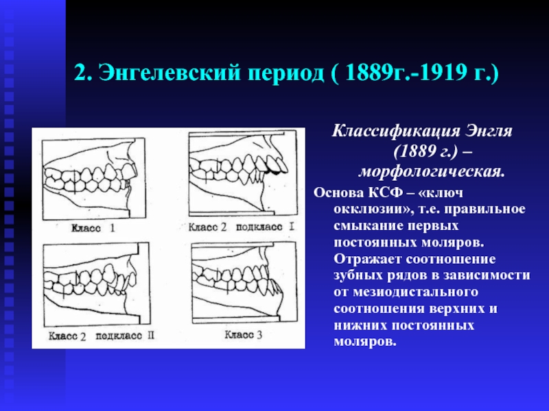 2. Энгелевский период ( 1889г.-1919 г.) Классификация Энгля (1889 г.) – морфологическая.