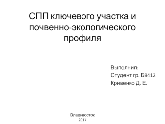 СПП ключевого участка и почвенно-экологического профиля