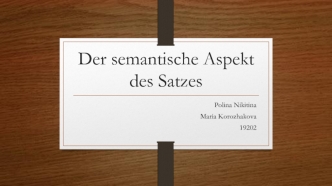 Der semantische Aspekt des Satzes