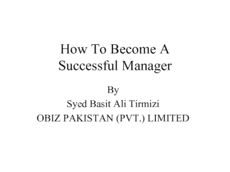 How to become a successful manager