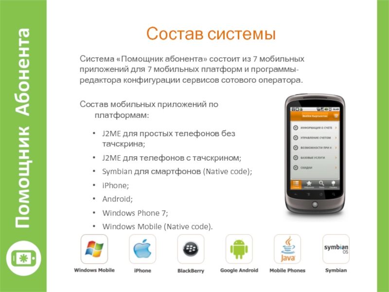Система ассистент. Из чего состоит мобильное приложение. Основные платформы мобильных приложений. Особенности мобильных платформ. Программа для мобильной платформы.