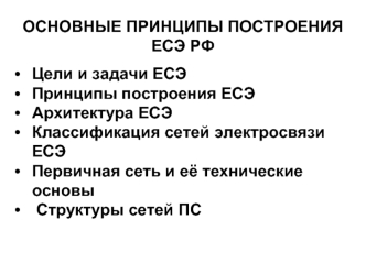 Основные принципы построения ЕСЭ РФ