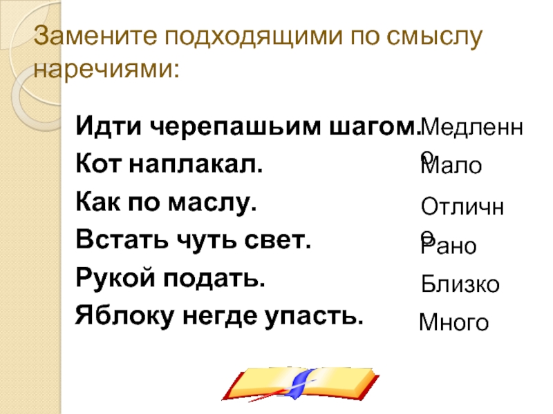 Как снег на голову заменить наречием