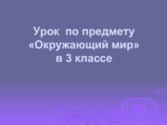 Урок  по предмету Окружающий мир в 3 классе