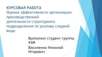 Оценка эффективности организации производственной деятельности структурного подразделения по розливу сладкой воды