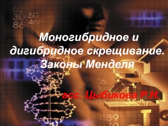 Моногибридное и дигибридное скрещивание. Законы Менделя

                   асс. Цыбикова Р.Н.